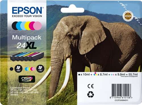 Epson T2438 (24Xl) Pack De 6 Cartuchos De Tinta Originales - C13T24384011