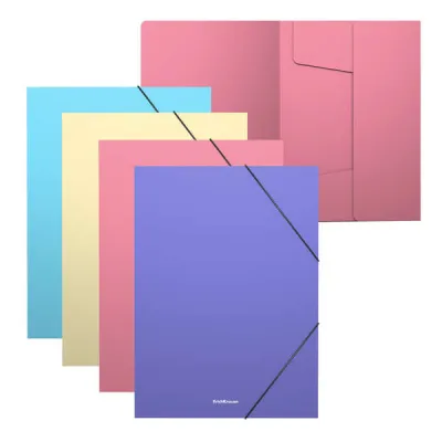 ErichKrause Pack de 4 Carpetas Solapas A4 Matt Pastel Polipropileno Colores Surtidos