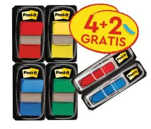 Post-it Index Pack de 4 Dispensadores Rectangulares con Marcadores Reposicionables y Flecha