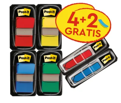 Post-it Index Pack de 4 Dispensadores Rectangulares con Marcadores Reposicionables y Flecha