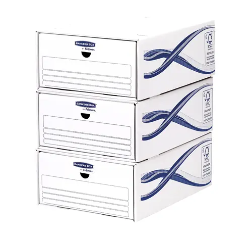Fellowes Cajón Archivador Basic 279x135x362mm Cartón Reciclado Blanco Pack de 5