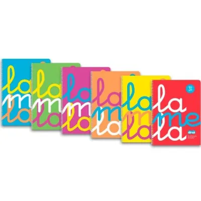 Lamela Cuaderno Espiral 80H 90g Cuadrovía 4mm Cubierta PP Flúor Surtidos