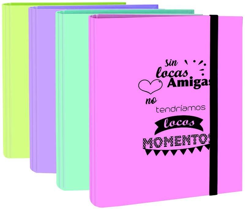 Mariola Carpeta Anillas Mixtas 4X40 Cartón Forrado Plastificado C/Frases Folio Surtidos Pastel