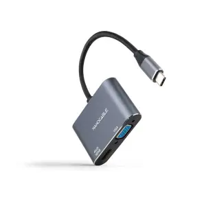 Nanocable Conversor USB-C a HDMI 4K y VGA - Color Gris
