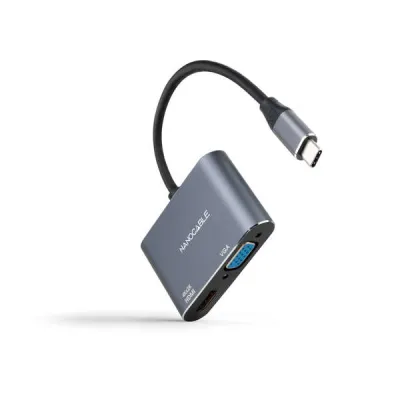 Nanocable Conversor USB-C a HDMI 4K y VGA - Color Gris