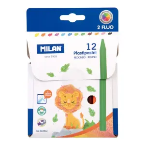 Milan Pack de 12 Ceras Redondas de Colores Surtidos con 2 Ceras Fluo