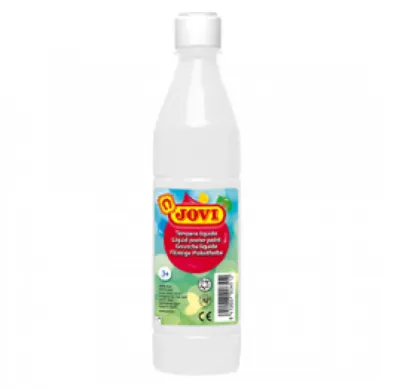 Jovi Tempera Paint 500ml - Base Agua, Alto Poder Cubriente, Secado Rápido, Color Blanco