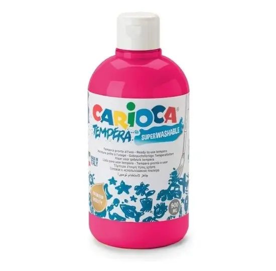 Carioca Botella Tempera 500Ml - Colores Superlavables - Faciles De Mezclar - Alta Opacidad - Aplicable En Materiales Porosos - Color Rosa