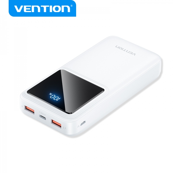 Vention Bateria Powerbank 20000Mah 22.5W Usb (C+A+A) Con Pantalla Led - Color Blanco