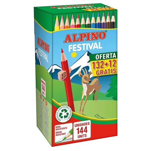 Alpino Lápices De Colores Festival 175Mm C/Surtidos Caja 132+12 Ud Gratis
