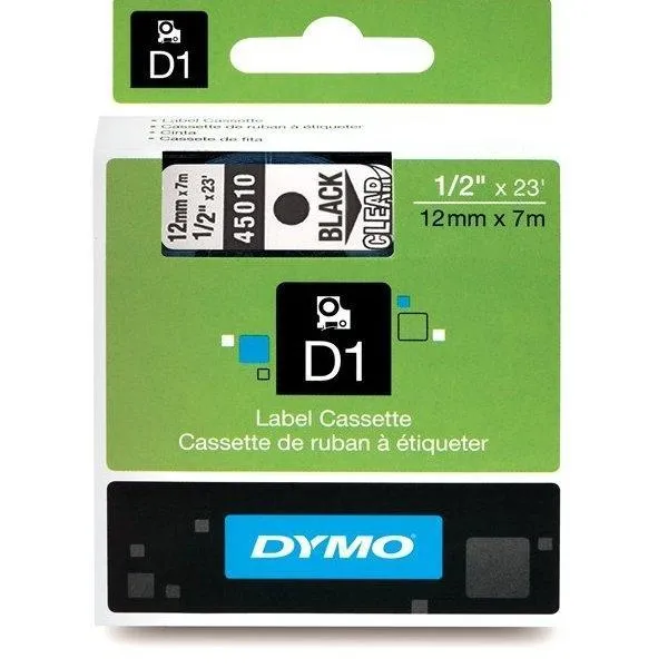 Dymo Cinta De Transferencia Termica D1 - Negro Sobre Transparente - 12Mmx7M - Poliester - Rotuladora Labelmanager