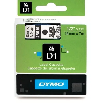 Dymo Cinta Transferencia Térmica D1 Negra Sobre Transparente 12mm x 7m Polyester