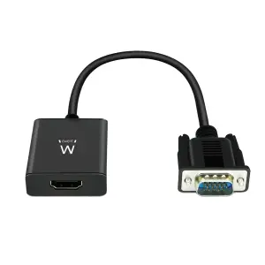 Ewent EW9866 Convertidor VGA a HDMI con Audio, Resolución 1920 x 1200, Sin Drivers, Negro