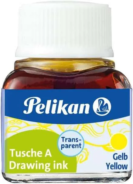 Pelikan Tinta China 523 10Ml N.5 - Botella De 10Ml - Resistente Al Agua - Ideal Para Dibujo Y Caligrafia - Color Amarillo