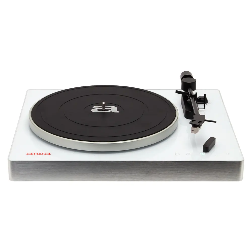 Aiwa Toca Discos Bluetooth APX-680BT Blanco, Alta Precisión BT 5.0, 27.5cm, 3 Velocidades 33/45 RPM, Lector Grabador USB/SD
