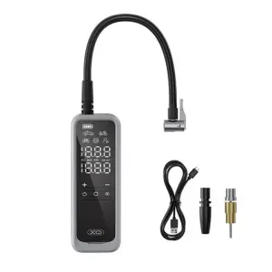 XO CZ018 Inflador de Aire Portatil - Pantalla LCD - 3 Bocas - Powerbank 5000Mah - Linterna