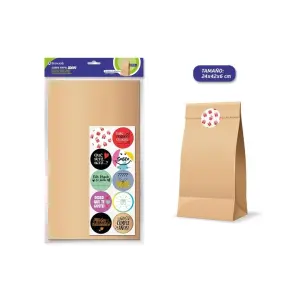 Bismark Pack de 10 Sobres Papel Kraft 50g con 10 Pegatinas - 24x42x6cm - Color Marrón Kraft