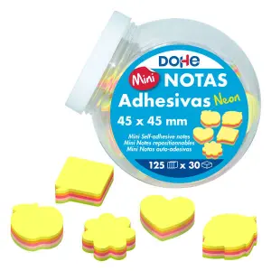 Dohe Expositor 30 Mini Blocs Notas Adhesivas 125 Hojas 45x45mm Formas y Colores Neon