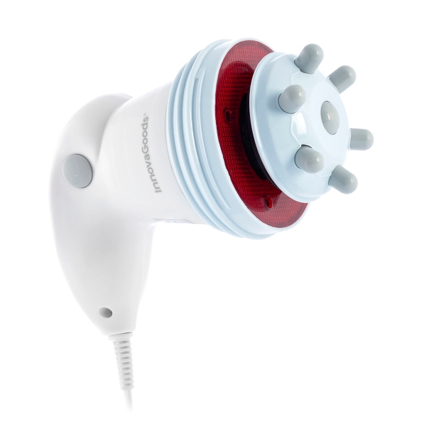 Innovagoods Cellyred Masajeador Anticelulitico Vibratorio Con Infrarrojos 5 En 1 - Intensidad Regulable - 5 Cabezales Intercambiables - Funcion Calor - Diseño Ergonomico - Color Blanco Gris