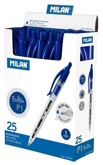Milan Bolígrafo P1 Cuerpo Transparente Azul -Caja 25U-