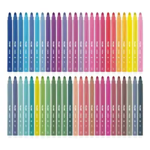 Milan Pack de 50 Rotuladores Punta Cónica 5mm Tinta Lavable Colores Surtidos
