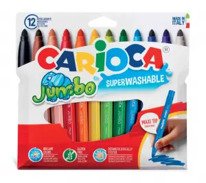 Carioca Jumbo Pack de 12 Rotuladores Maxi 6mm Superlavables con Tapa Ventilada