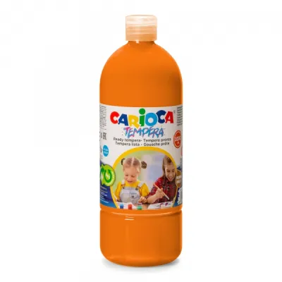 Carioca Botella Tempera 1000ml Naranja - Colores Superlavables y Alta Opacidad
