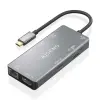 Aisens Dock USB-C 9 en 1 con 2xHDMI, RJ45, 2xUSB-A 3.0, USB-C PD, SD y Micro SD - Gris