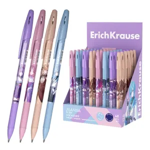 ErichKrause R-301 Expositor con 48 Bolígrafos, Trazo 0.35mm, Tinta de Secado Rápido, Color Azul