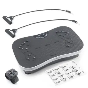 Innovagoods Vybeform Plataforma Vibratoria de Entrenamiento - Potencia 200W - Incluye Accesorios - Ergonomico - hasta 120kg - Mando a Distancia - Guia de Ejercicios - Color Negro y Blanco