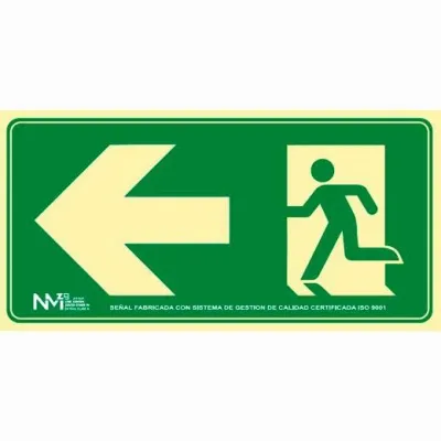 Archivo 2000 Señal "Salida De Emergencia Izquierda" 160X320 Pvc Verde