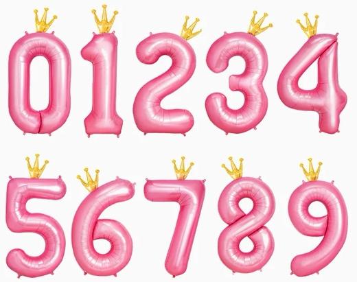 Oh Yeah Globo Poliamida Nº1 Con Corona 115Cm Rosa Pastel Y Oro