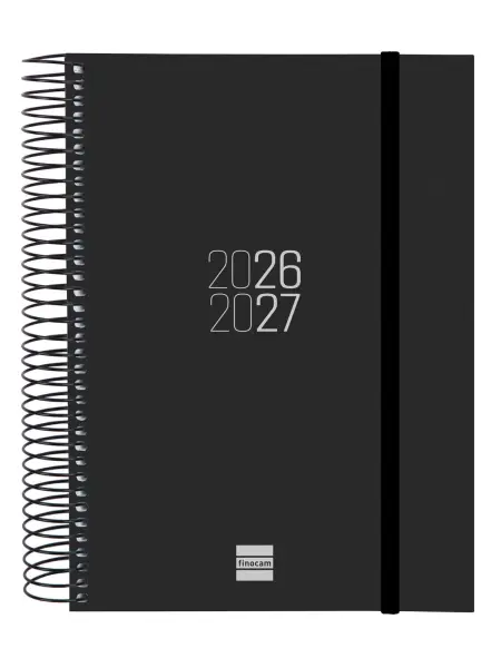 Finocam Espir Agenda Escolar 26/27 - 1 Dia Por Pagina - Formato E10 - 155X212Mm - Tapas De Polipropileno - Papel De 70G/M2 - Espiral Metalica - Esquinas Microperforadas - Color Negro