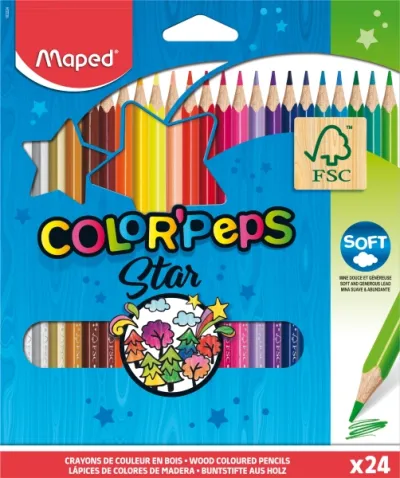 Maped Color'Peps Star Pack 24 Lápices de Colores Triangulares Mina Suave FSC