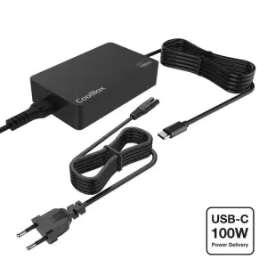 Coolbox Cargador USB-C GAN 100W PD 3.0 Protección Circuito Color Negro