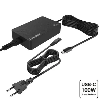 Coolbox Cargador USB-C GAN 100W PD 3.0 Protección Circuito Color Negro
