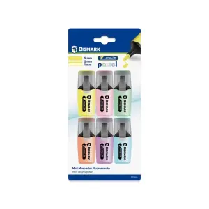 Bismark Pack de 6 Mini Marcadores Fluorescentes Pastel con Tinta de Secado Rápido