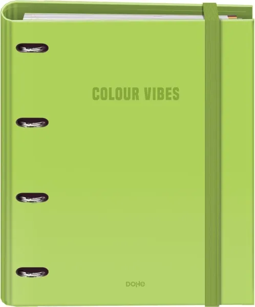 Dohe Colour Vibes Carpeta 4 Anillas Mixtas 35mm A4 Verde Lima con 4 Separadores