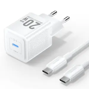 Vention Cargador de Pared GaN USB-C 20W con Cable USB-C 1m Blanco
