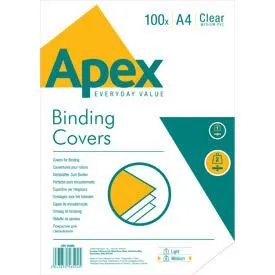 Fellowes Apex Pack de 100 Portadas para Encuadernar de PVC A4 - 180 Micras - Muy Resistentes - Transparentes
