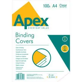 Fellowes Apex Pack de 100 Portadas para Encuadernar de PVC A4 - 180 Micras - Muy Resistentes - Transparentes