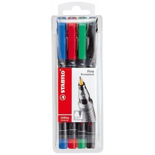 Stabilo OHPen Pack de 4 Rotuladores Permanentes Punta Fina 0.7mm Colores Surtidos