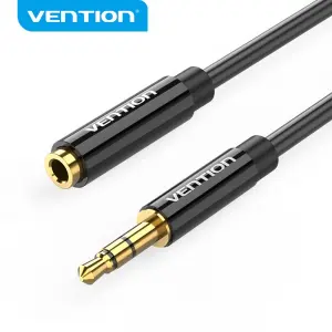 Vention Cable Extensión Estéreo Jack 3.5 Macho a Hembra - 0.5m - Negro