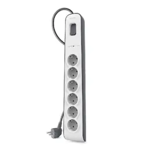 BELKIN REGLETA DE PROTECCION CONTRA SOBRETENSIONES CON 6 TOMAS BOTÓN DE APAGADO Y ENCENDIDO 2 METROS BLANCO/GRIS