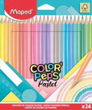 Maped Color'Peps Pastel Pack de 24 Lápices Triangulares de Madera FSC