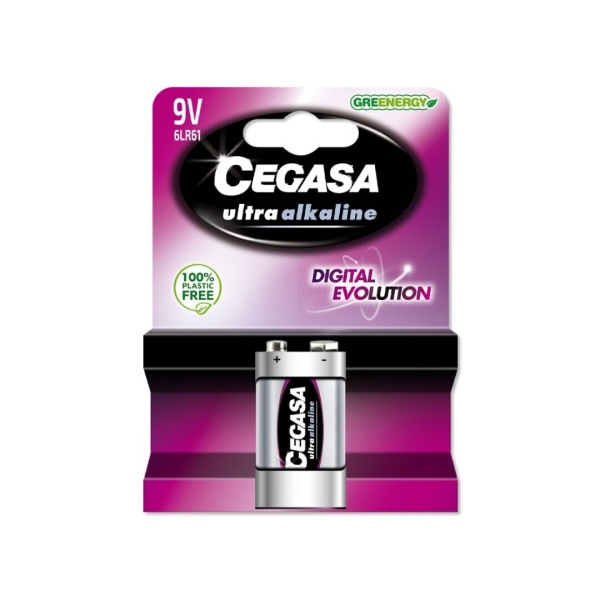 Cegasa Ultra Alcaline Pack De 1 Pila 6Lr61 9V - Alta Tecnologia - Mas Capacidad, Potencia Y Rendimiento