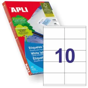 Apli Etiquetas Adhesivas 105X57mm Inkjet/Láser Blancas 10 X 100H