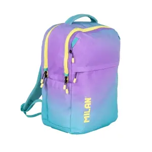 Milan Mochila Escolar 25L con 5 Cremalleras y Compartimento Acolchado para Portátil 16" - Turquesa/Violeta