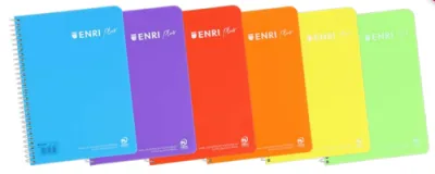 Enri Cuaderno Espiral 80 Hojas 90gr 3x3 Con Tapa Plástico Cuarto Surtidos