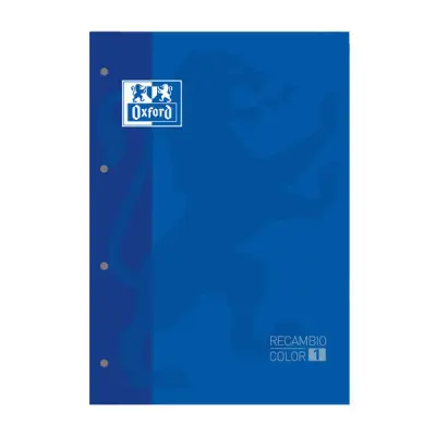 Oxford Recambio Encolado A4 80 Hojas Cuadricula 5x5 Tapa Azul Marino